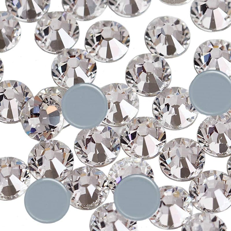 Dowarm Crystal Clear Hotfix Crystals, Hot Fix Rhinestones for Crafts Clothing, Flatback Glass Gems for Dance Costumes, SS34 144 Pieces, White - Image 1